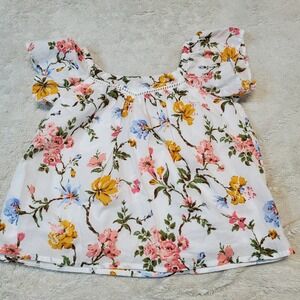Janie and Jack White‎ Floral  Spring Preppy Cottage Chic Flutter Sleeve Top 6